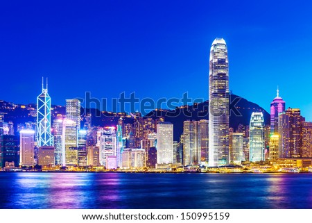 Hong Kong skyline at evening