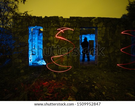 light painting in abandoned house 