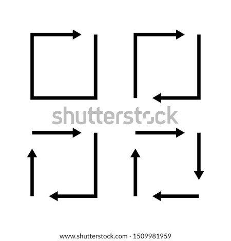 Set of black square vector arrows. Vector Icons