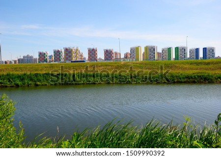 View of Insar River in the city of Saransk, the capital of the Republic of Mordovia in Russia Royalty-Free Stock Photo #1509990392