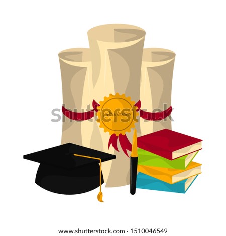 Graduation certificates with cap and booksGraduation concept - Vector