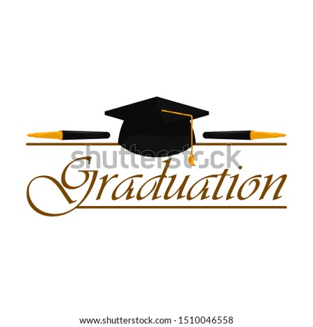 Graduation cap with text. Graduation concept - Vector