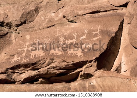 Hunting petroglyph in Montezuma Canyon, Utah