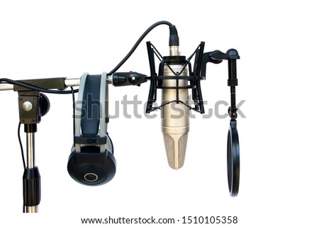 Microphone recording Studio isolated on a white background