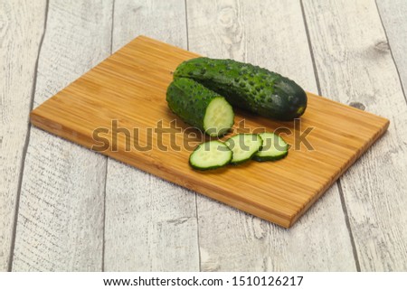 Ripe fresh green two cucumbers ready for vegan
