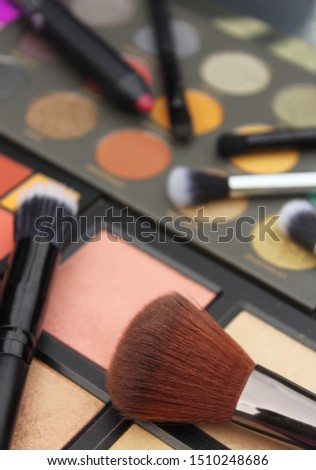 Colorful Cosmetic Pigment Palettes with Brushes