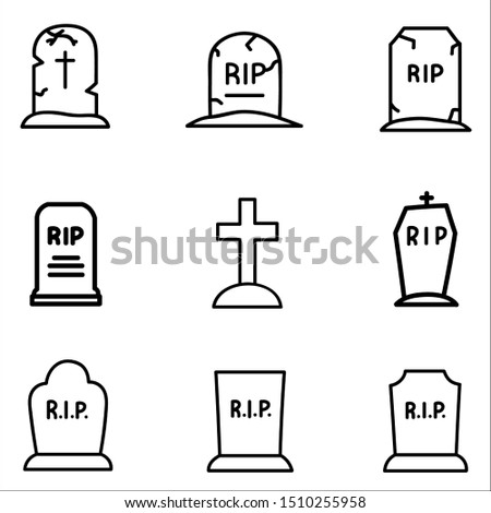 Set of cartoon grave. Hallowen.