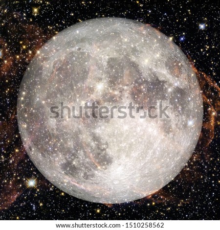 Fantastic view of moon. Solar system. Billions of galaxies in the universe. Elements of this image furnished by NASA Royalty-Free Stock Photo #1510258562