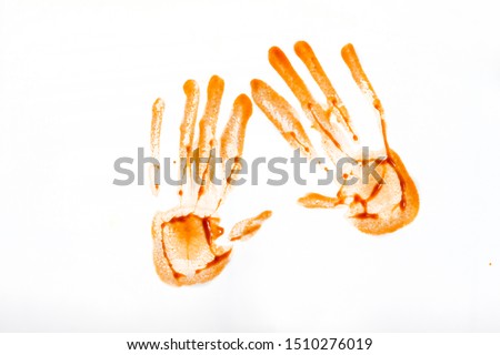 bloody handprint on white background for Halloween
