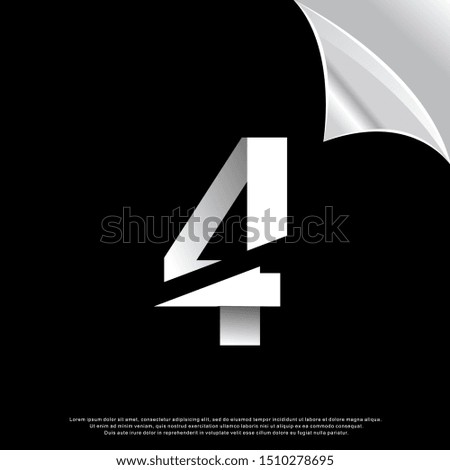geometric sliced number 4 logo. simple design. vector icon illustration