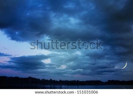 Background of dark sky before a thunder-storm  Royalty-Free Stock Photo #151031006