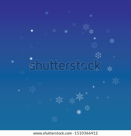 Beautiful Christmas Background with Falling Snowflakes.  Element of Design with Snow for a Postcard, Invitation Card, Banner, Flyer.  Vector Falling Snowflakes on a Blue Winter Background

