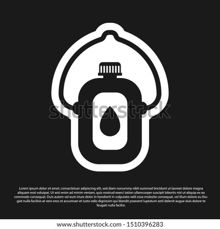 Black Canteen water bottle icon isolated on black background. Tourist flask icon. Jar of water use in the campaign.  Vector Illustration