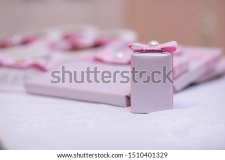 Pink gift wraps.
Wedding decorations and decoration