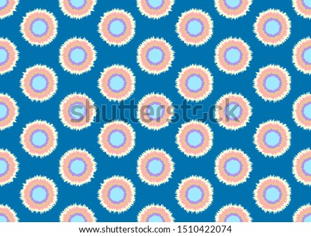Floral pattern on blue background.  Vector monochrome seamless board.