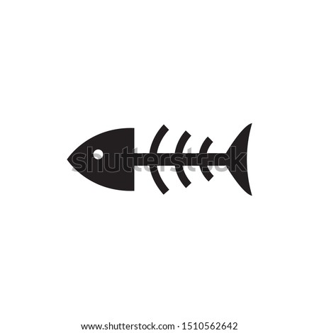 Fish bone silhouette vector on a white background