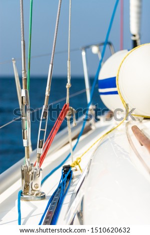 Sailing equipment on the ship in the mediterranean sea