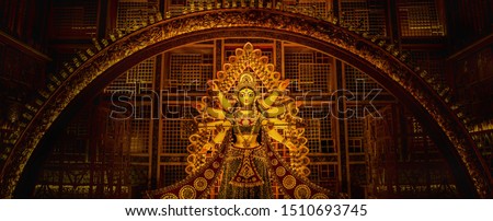  Godess Durga idol in a Pandal.Durga Puja is the most important worldwide hindu festival for Bengali

 Royalty-Free Stock Photo #1510693745