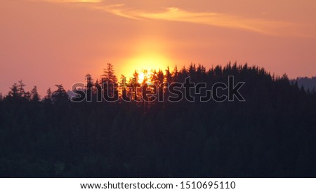 Sunrise in Alaska seen from a cruise ship when arriving in Ketchikan in Alaska, United States in the month of May