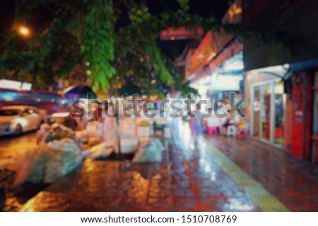 Soft background picture-local market atmosphere at night in Bangkok Asia 