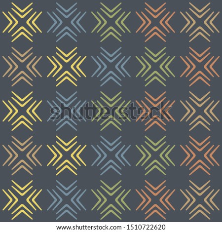 Seamless abstract of pattern vector. Design diagonal corner old colors on black background. Design print for illustration,  textile, texture, wallpaper, background. Set 2