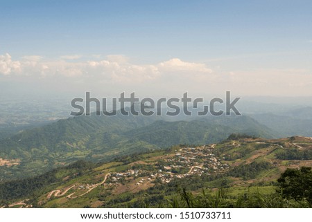 Landscape view on the mountain can see village hill have the mountain is background