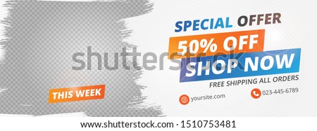 Abstract banner design for ads, banner social media, banner fashion sale with white background