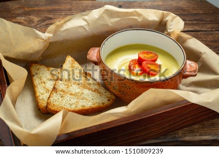 soup puree on a wooden table