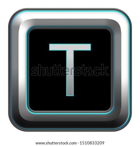 Metallic alphabet letter icon on black background