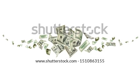 Us dollar bill. Washington american cash. Falling usd money background.