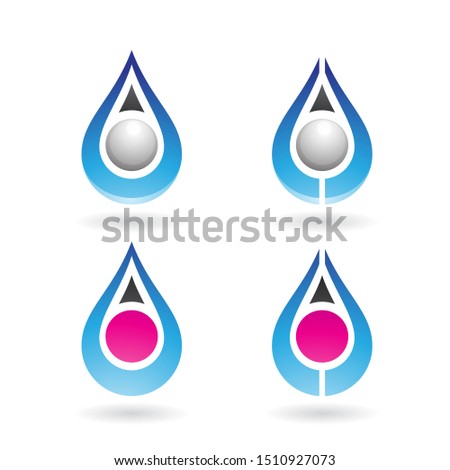 Illustration of Colorful Water Drops and Earring Shapes isolated on a white background