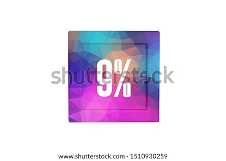 9 percent with three-dimensional modern pattern isolated on white color background, 3d illustration.