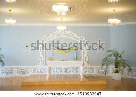 Wedding Hall in a soft blue, astelian tone