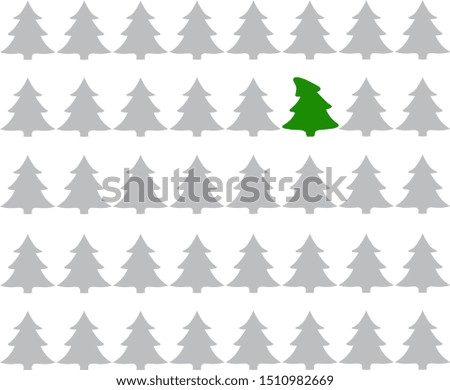 Christmas trees with one green tree, vector background