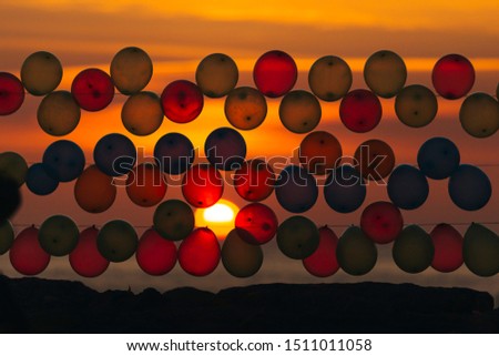 silhouette of balloons at seaside, Istanbul