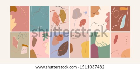 Big Set Of Creative texture with abstract brush strokes, freehand bright colors geometric elements, shapes. Aesthetic contemporary collage. Trendy set design
 Royalty-Free Stock Photo #1511037482