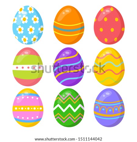Set of colorful easter eggs on white background 