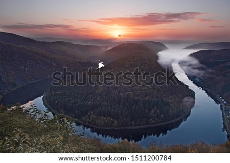 The Saar River Bend in the Saarland, Germany Royalty-Free Stock Photo #1511200784