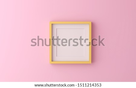 yellow picture frame for insert text or image inside on pastel pink color. 