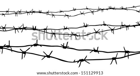 silhouette of the barbed wire Royalty-Free Stock Photo #151129913