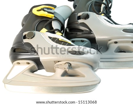 close-up of children skates pair isolated over white