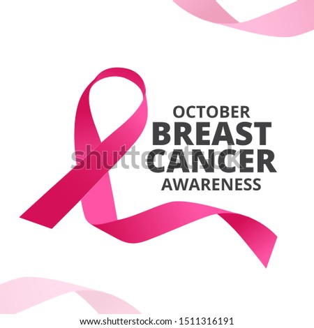 Pink ribbon with text breast cancer awareness.Vector illustration