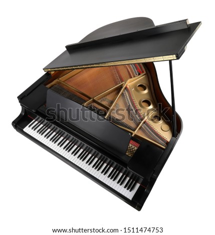 Grand piano top arial view with clipping path. Royalty-Free Stock Photo #1511474753