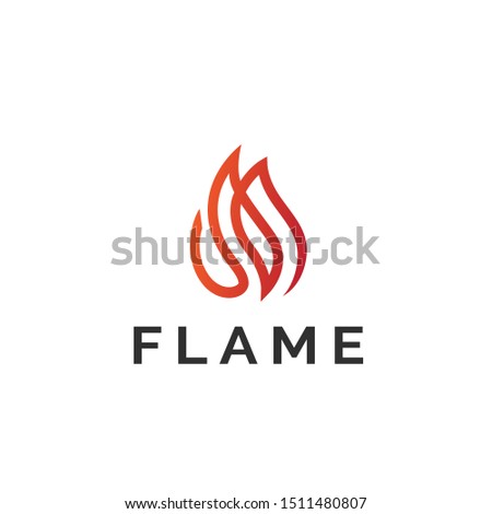 Flame logo design with fire line art illustration in red orange and yellow gradient color