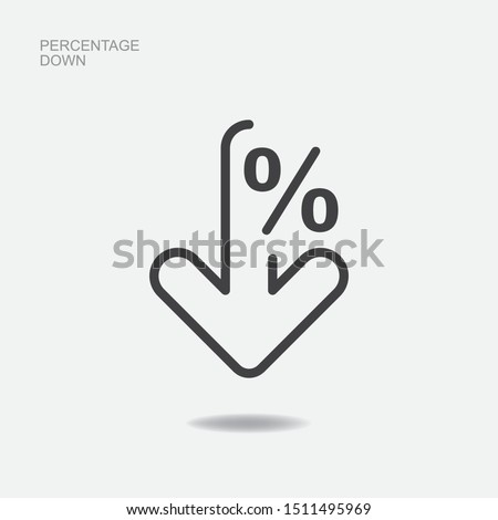 Percent down line icon isolated on white background. Vector illustration. Royalty-Free Stock Photo #1511495969