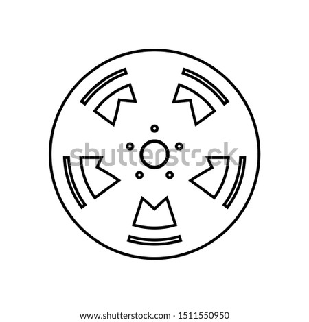 Car rim icon with white background. Wheel symbol with flat style. Vector illustration of a car element.