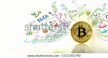 Many thoughts with gold bitcoin cryptocurrency coin