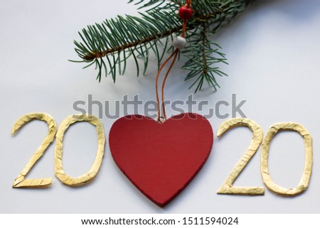 2020 New Year Christmas decorations on white background