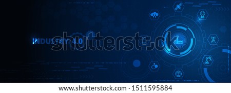 Robotic futuristic hud background. concept of automatization, machinery, robotic technology, industrial revolution and artificial intelligence. physical system icons ,Internet of things network,smart Royalty-Free Stock Photo #1511595884