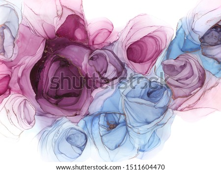 Alcohol ink air texture. Purple, blue, pink abstract background. Abstract roses. Art for design. Luxury art Royalty-Free Stock Photo #1511604470